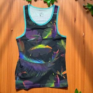Nike Athletic Dri Fit Tropical Black Multicolor Mesh Jersey Men's Size Small